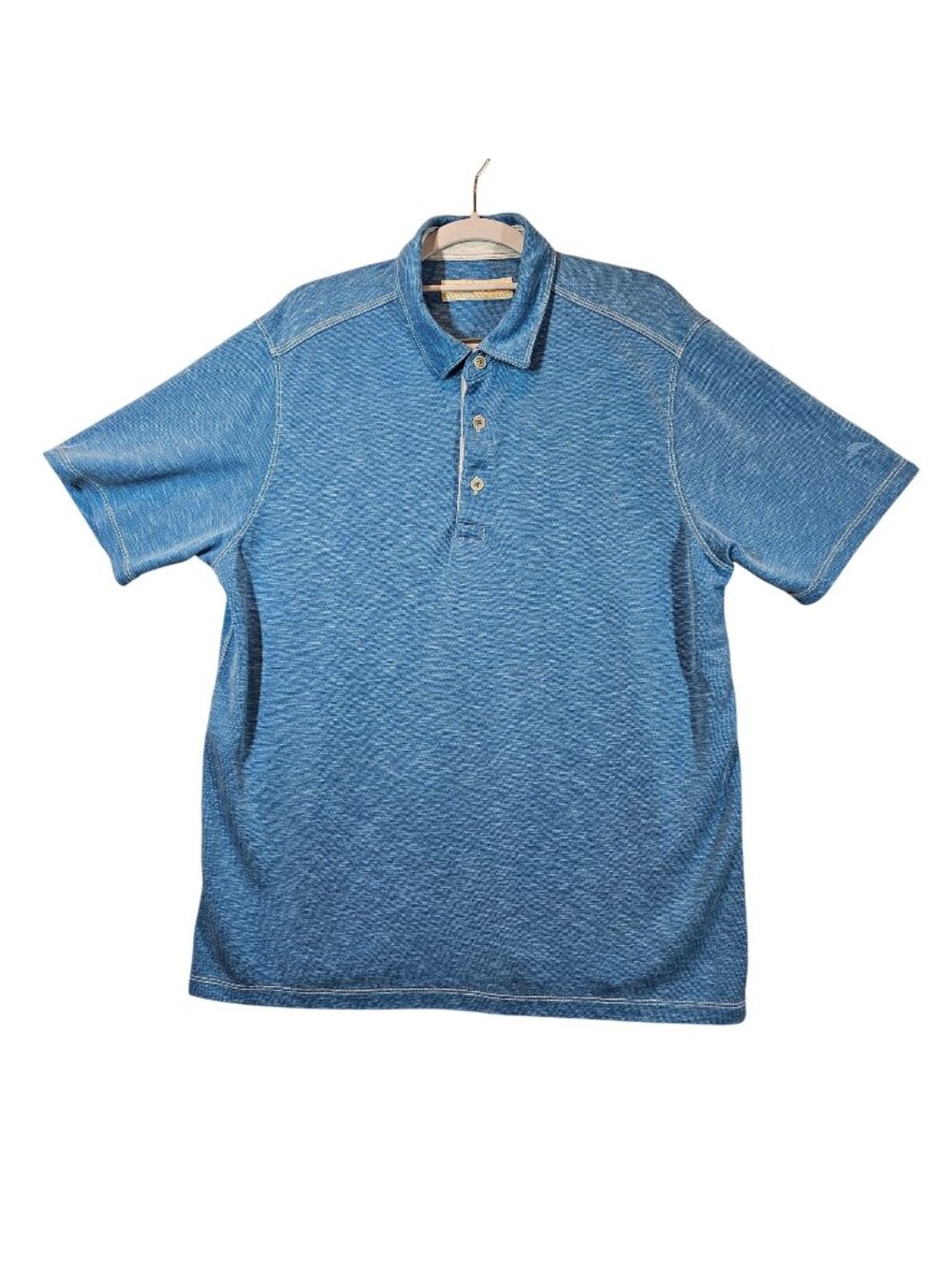 Tommy Bahama Mens Blue Polo Shirt Large Cotton Blend career golf athleisure logo
